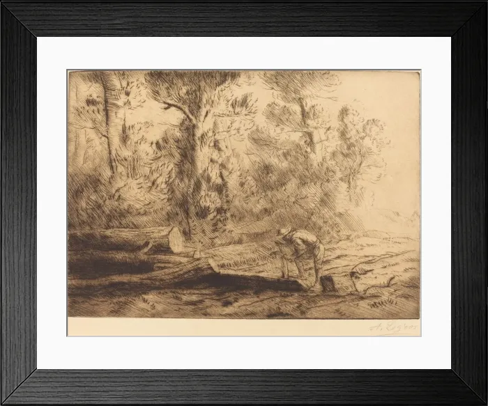 Framed Print : Squaring Logs (Homme que fend des buches). Creator: Alphonse Legros Framed Print : Squaring Logs (Homme que fend des buches). Creator: Alphonse Legros