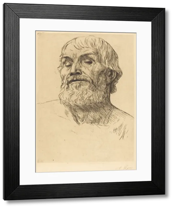 Framed Print : Head of a Man (Tete d homme). Creator: Alphonse Legros Framed Print : Head of a Man (Tete d homme). Creator: Alphonse Legros