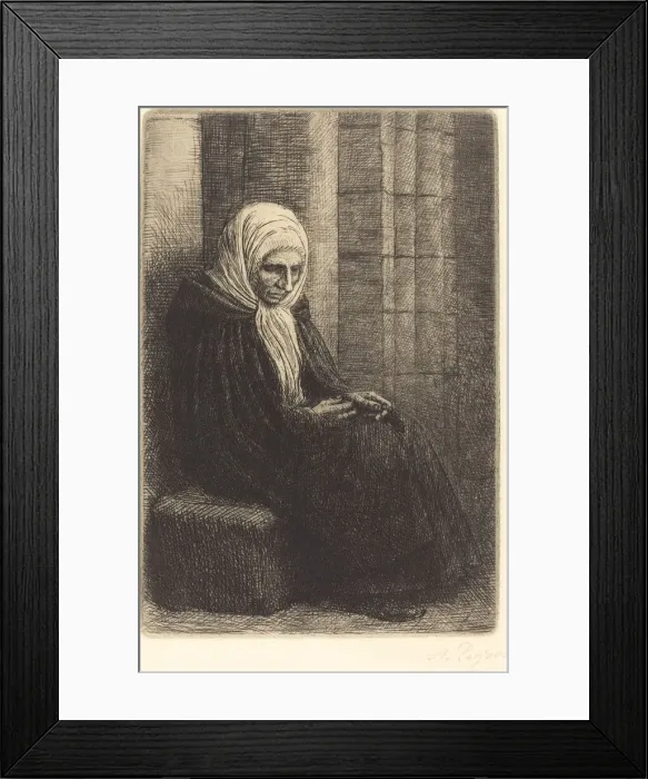 Framed Print : Woman Seated against a Wall, Child with His Head in Her Lap (Femme assis Framed Print : Woman Seated against a Wall, Child with His Head in Her Lap (Femme assis