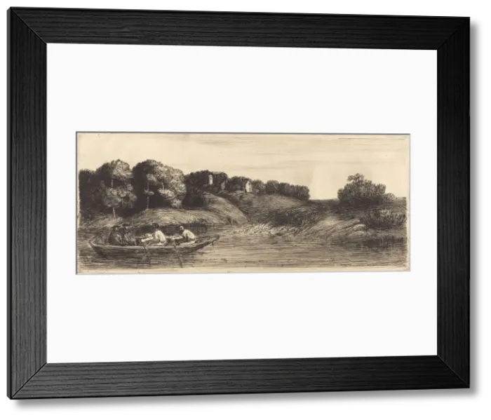 Framed Print : Landscape with Boat, 1st plate (Le paysage au bateau). Creator: Alphonse Legros Framed Print : Landscape with Boat, 1st plate (Le paysage au bateau). Creator: Alphonse Legros