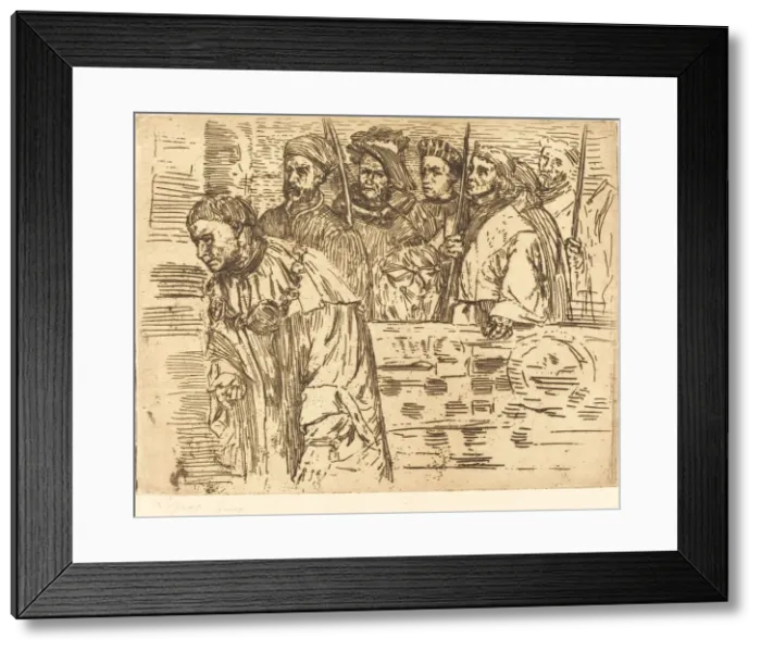 Framed Print : Archers (Les archers), 1862. Creator: Alphonse Legros Framed Print : Archers (Les archers), 1862. Creator: Alphonse Legros