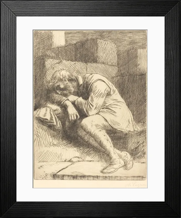 Framed Print : Sleeping Beggar (Mendiant endormi). Creator: Alphonse Legros Framed Print : Sleeping Beggar (Mendiant endormi). Creator: Alphonse Legros