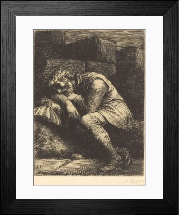 Framed Print : Sleeping Beggar (Mendiant endormi). Creator: Alphonse Legros Framed Print : Sleeping Beggar (Mendiant endormi). Creator: Alphonse Legros