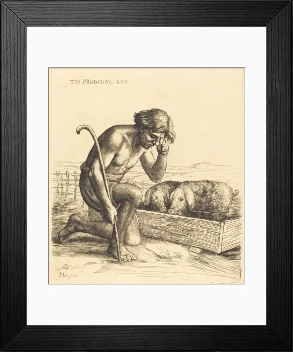 Framed Print : The Prodigal Son, 1st plate (L enfant prodigue). Creator: Alphonse Legros Framed Print : The Prodigal Son, 1st plate (L enfant prodigue). Creator: Alphonse Legros