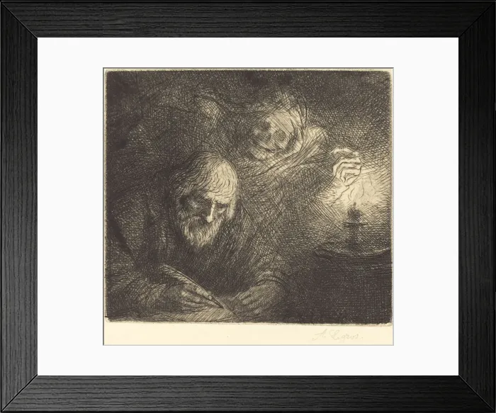 Framed Print : Death and the Philosopher (La mort et le philosophe). Creator: Alphonse Legros Framed Print : Death and the Philosopher (La mort et le philosophe). Creator: Alphonse Legros