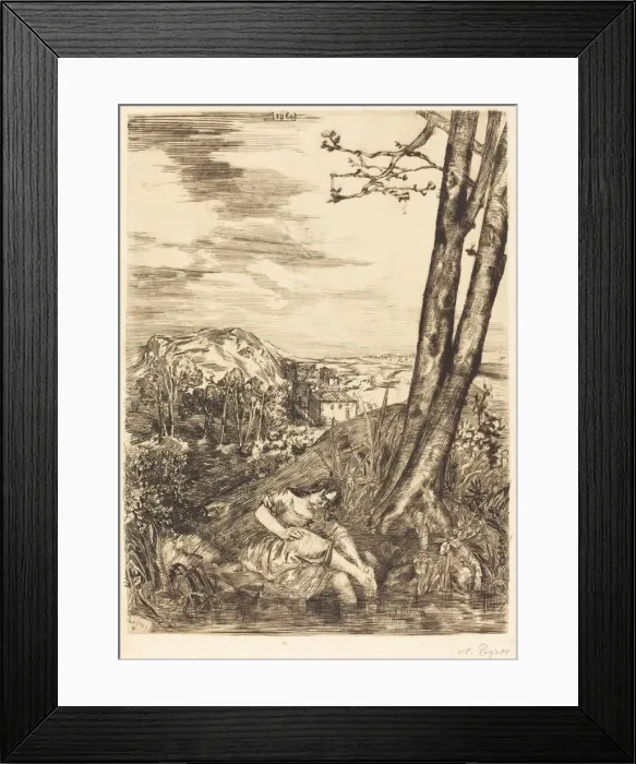 Framed Print : Peasant Washing Her Feet (Paysanne se lavant les pieds), 1860. Creator: Alphonse Legros Framed Print : Peasant Washing Her Feet (Paysanne se lavant les pieds), 1860. Creator: Alphonse Legros