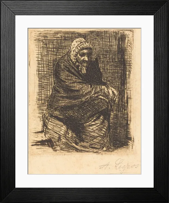 Framed Print : Old Woman Seated (La vieille femme assise). Creator: Alphonse Legros Framed Print : Old Woman Seated (La vieille femme assise). Creator: Alphonse Legros