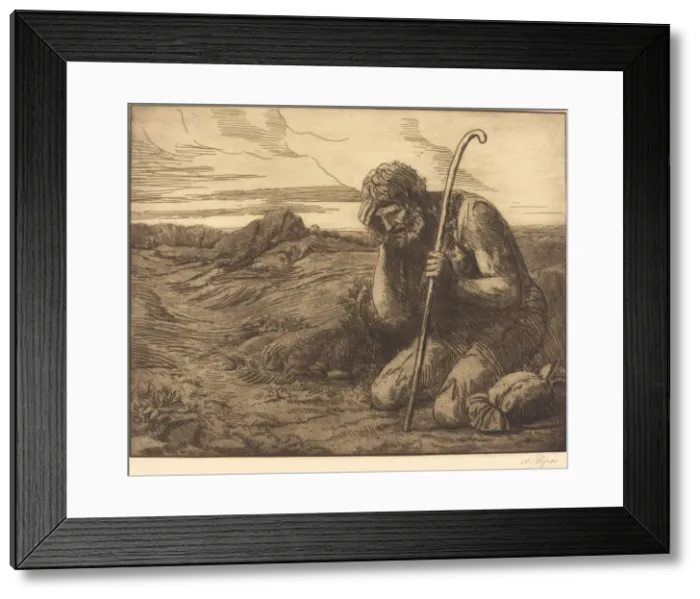 Framed Print : The Prodigal Son, 6th plate (L enfant prodigue). Creator: Alphonse Legros Framed Print : The Prodigal Son, 6th plate (L enfant prodigue). Creator: Alphonse Legros