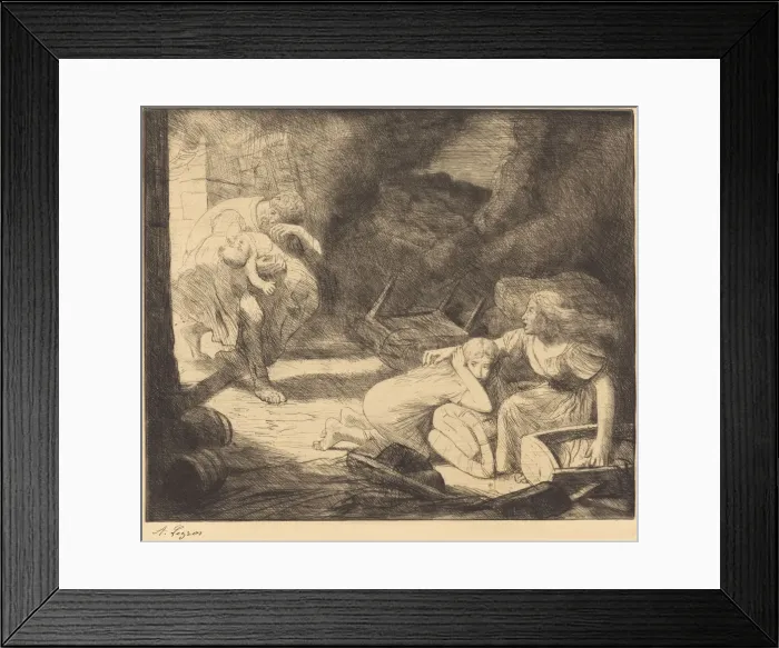 Framed Print : The Fire, 2nd plate (L incendie). Creator: Alphonse Legros Framed Print : The Fire, 2nd plate (L incendie). Creator: Alphonse Legros