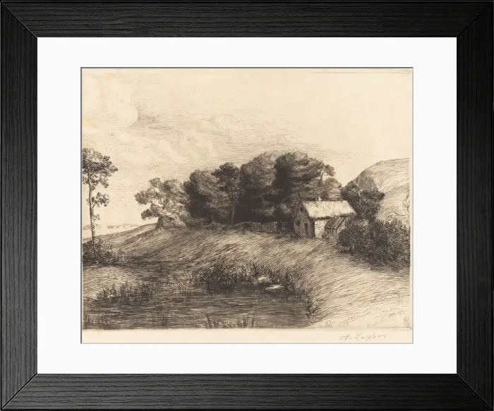Framed Print : Landscape with Pond (Le paysage a la mare). Creator: Alphonse Legros Framed Print : Landscape with Pond (Le paysage a la mare). Creator: Alphonse Legros