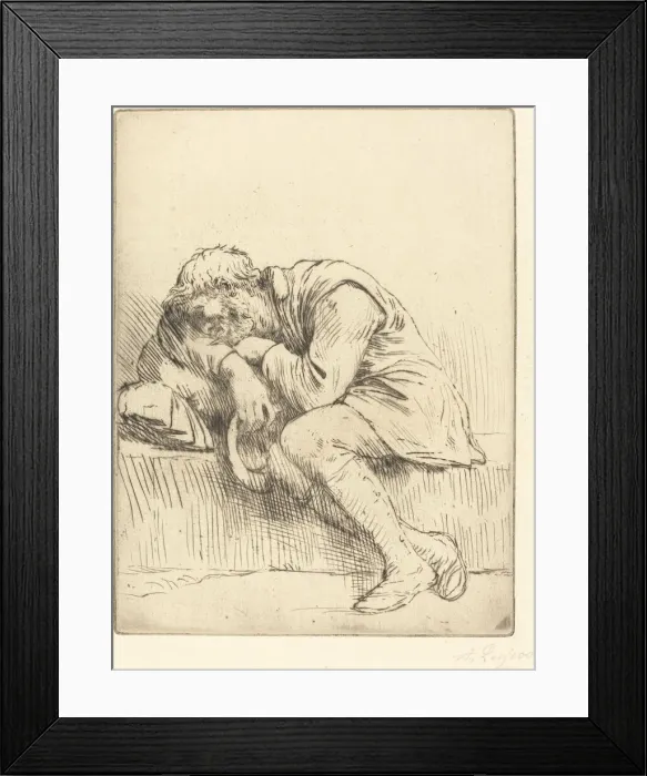 Framed Print : Sleeping Beggar (Mendiant endormi). Creator: Alphonse Legros Framed Print : Sleeping Beggar (Mendiant endormi). Creator: Alphonse Legros