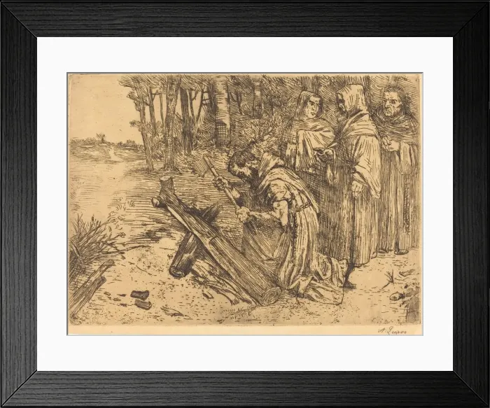 Framed Print : Monks Chopping Wood (Les moines bucherons). Creator: Alphonse Legros Framed Print : Monks Chopping Wood (Les moines bucherons). Creator: Alphonse Legros