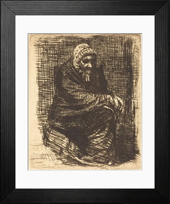 Framed Print : Old Woman Seated (La vieille femme assise). Creator: Alphonse Legros Framed Print : Old Woman Seated (La vieille femme assise). Creator: Alphonse Legros