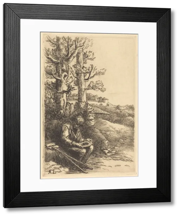 Framed Print : Little Beggar (Le petit mendiant). Creator: Alphonse Legros Framed Print : Little Beggar (Le petit mendiant). Creator: Alphonse Legros