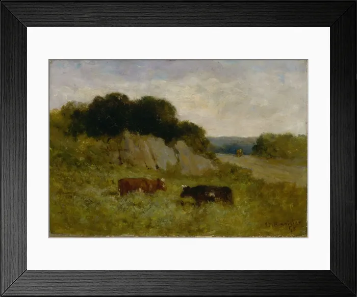 Framed Print : Untitled (landscape with two cows), 1898. Creator: Edward Mitchell Bannister Framed Print : Untitled (landscape with two cows), 1898. Creator: Edward Mitchell Bannister