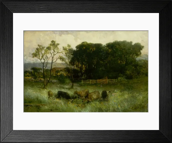 Framed Print : Untitled (five cows in pasture), ca. 1884-1886. Creator: Edward Mitchell Bannister Framed Print : Untitled (five cows in pasture), ca. 1884-1886. Creator: Edward Mitchell Bannister