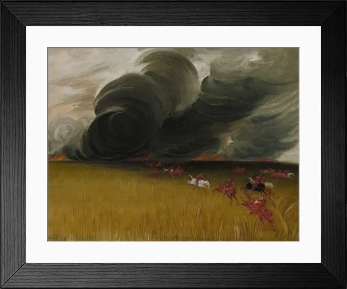 Framed Print : Prairie Meadows Burning, 1832. Creator: George Catlin Framed Print : Prairie Meadows Burning, 1832. Creator: George Catlin
