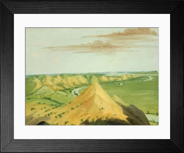 Framed Print : Clay Bluffs, Twenty Miles above the Mandans, 1832. Creator: George Catlin Framed Print : Clay Bluffs, Twenty Miles above the Mandans, 1832. Creator: George Catlin