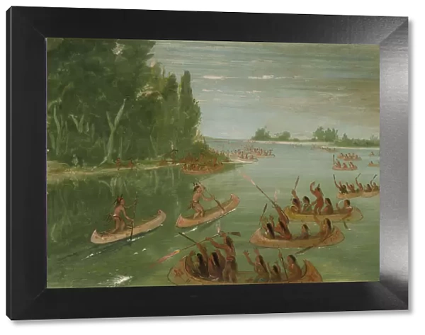 Canoe Race Near Sault Ste. Marie, 1836-1837. Creator: George Catlin