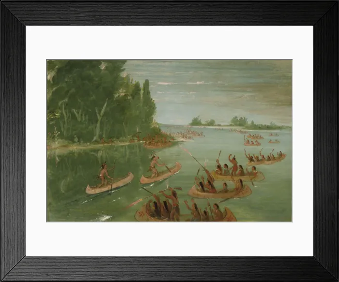 Framed Print : Canoe Race Near Sault Ste. Marie, 1836-1837. Creator: George Catlin Framed Print : Canoe Race Near Sault Ste. Marie, 1836-1837. Creator: George Catlin