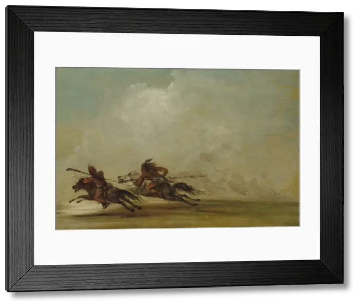 Framed Print : Comanche Warrior Lancing an Osage, at Full Speed, 1837-1839. Creator: George Catlin Framed Print : Comanche Warrior Lancing an Osage, at Full Speed, 1837-1839. Creator: George Catlin