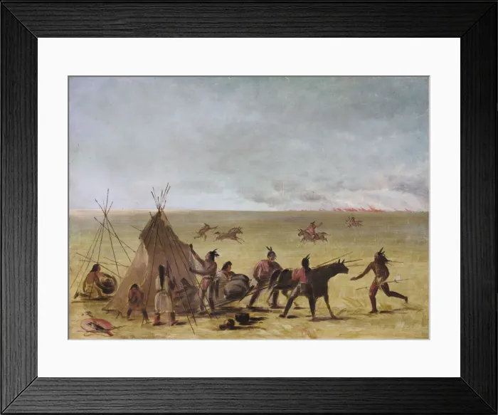 Framed Print : Indian Family Alarmed at the Approach of a Prairie Fire, 1846-1848 Framed Print : Indian Family Alarmed at the Approach of a Prairie Fire, 1846-1848