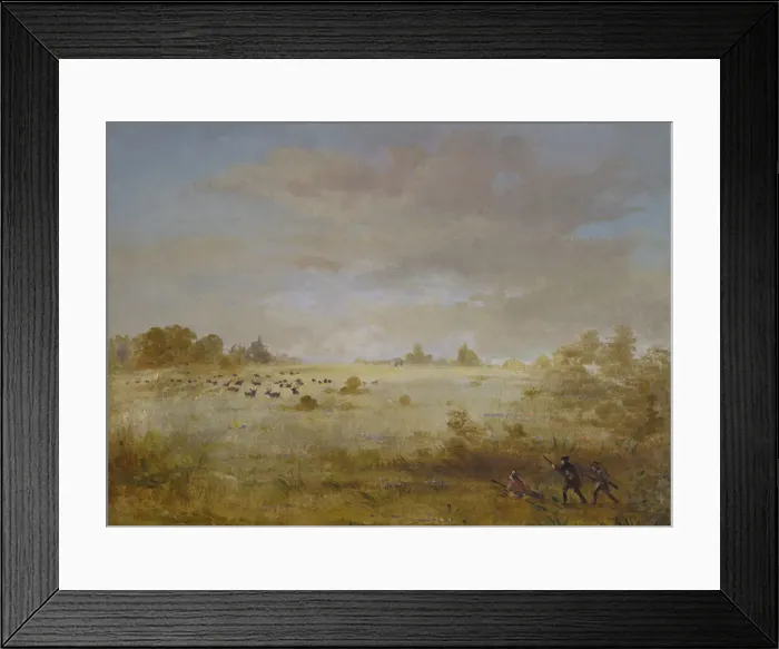 Framed Print : Elk Grazing on an Autumn Prairie, 1846-1848. Creator: George Catlin