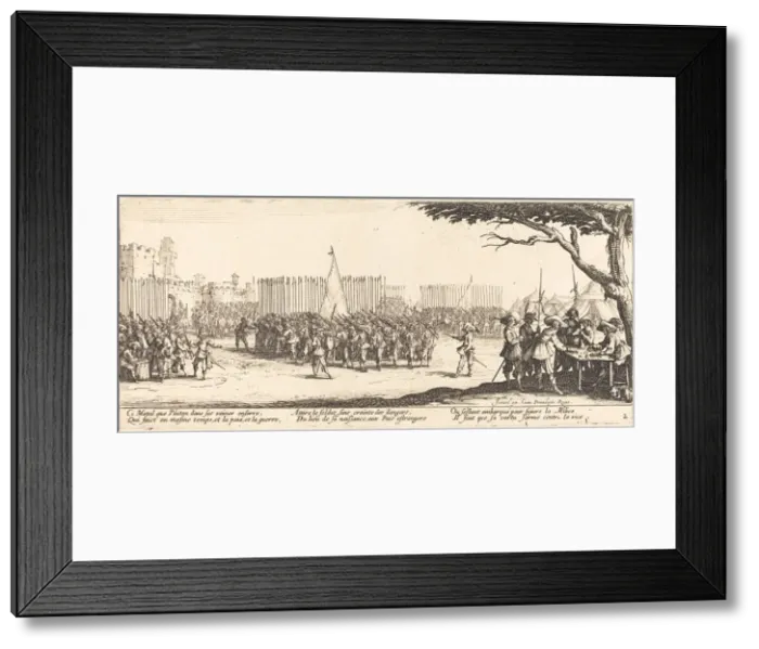 Framed Print : Recruitment of Troops, c. 1633. Creator: Jacques Callot Framed Print : Recruitment of Troops, c. 1633. Creator: Jacques Callot