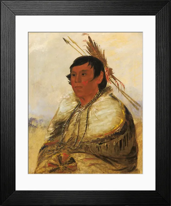 Framed Print : Ni-a-co-mo, Fix With the Foot, a Brave, 1830. Creator: George Catlin Framed Print : Ni-a-co-mo, Fix With the Foot, a Brave, 1830. Creator: George Catlin