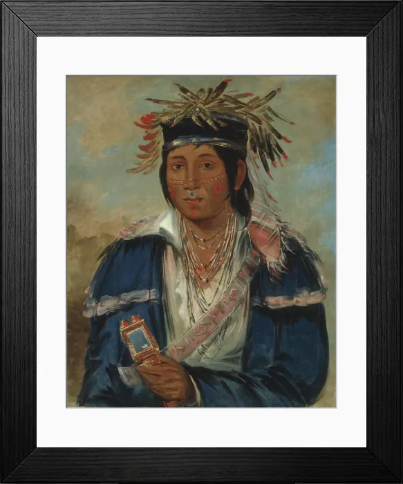 Framed Print : Kee-mo-ra-nia, No English, a Dandy, 1830. Creator: George Catlin Framed Print : Kee-mo-ra-nia, No English, a Dandy, 1830. Creator: George Catlin