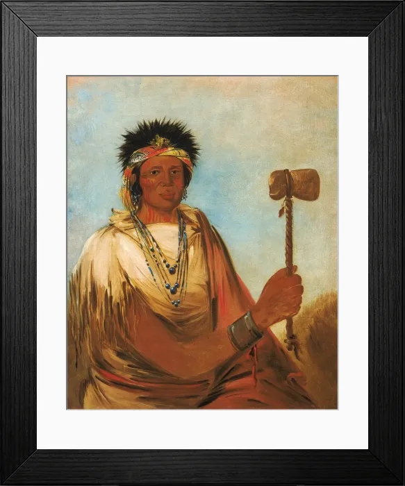 Framed Print : Men-son-se-ah, Left Hand, a Warrior, 1830. Creator: George Catlin Framed Print : Men-son-se-ah, Left Hand, a Warrior, 1830. Creator: George Catlin