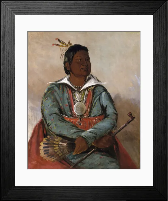 Framed Print : Mo-sho-la-tub-bee, He Who Puts Out and Kills, Chief of the Tribe, 1834. Creator: George Catlin Framed Print : Mo-sho-la-tub-bee, He Who Puts Out and Kills, Chief of the Tribe, 1834. Creator: George Catlin