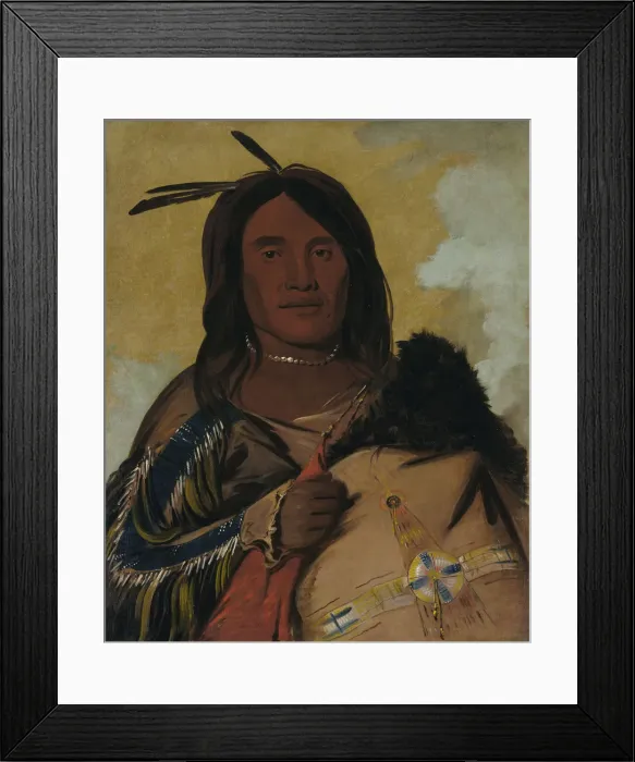 Framed Print : Ka-pes-ka-da, Shell Man, an Oglala Brave, 1832. Creator: George Catlin Framed Print : Ka-pes-ka-da, Shell Man, an Oglala Brave, 1832. Creator: George Catlin