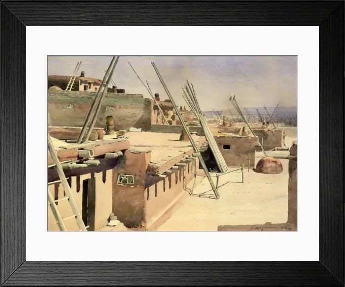 Framed Print : Street in the Pueblo of Zuni, New Mexico, 1888. Creator: De Lancey Gill Framed Print : Street in the Pueblo of Zuni, New Mexico, 1888. Creator: De Lancey Gill