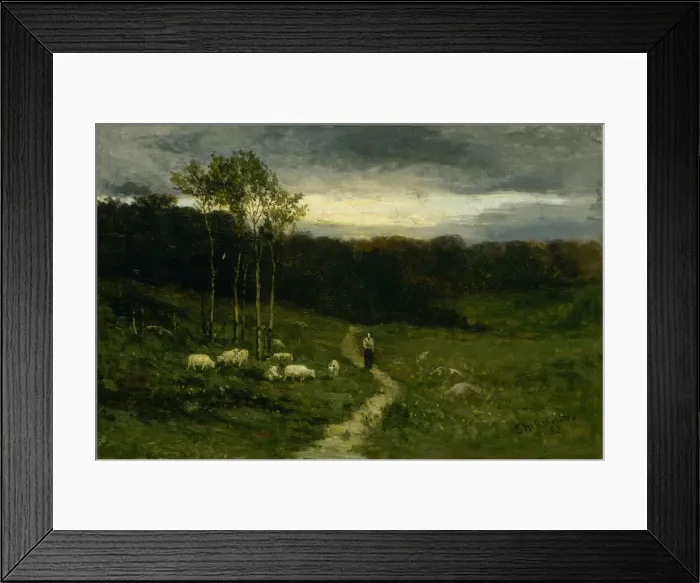 Framed Print : Woman Walking down Path, 1882. Creator: Edward Mitchell Bannister Framed Print : Woman Walking down Path, 1882. Creator: Edward Mitchell Bannister