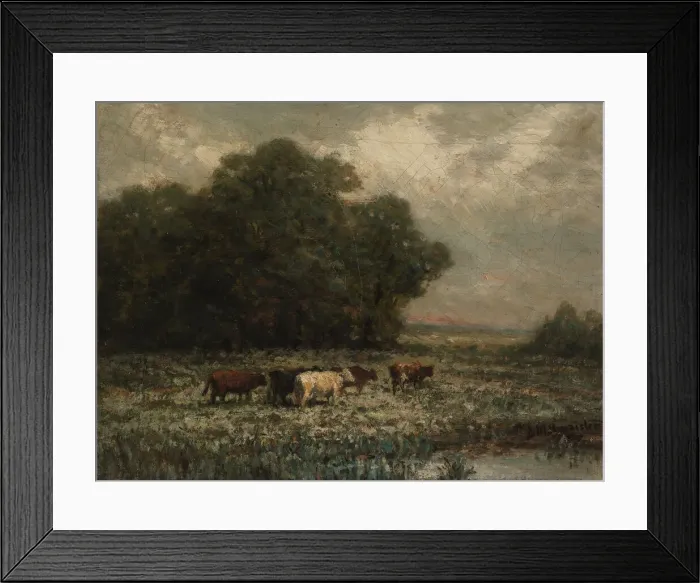 Framed Print : Untitled (landscape with cattle grazing), 1897. Creator: Edward Mitchell Bannister Framed Print : Untitled (landscape with cattle grazing), 1897. Creator: Edward Mitchell Bannister