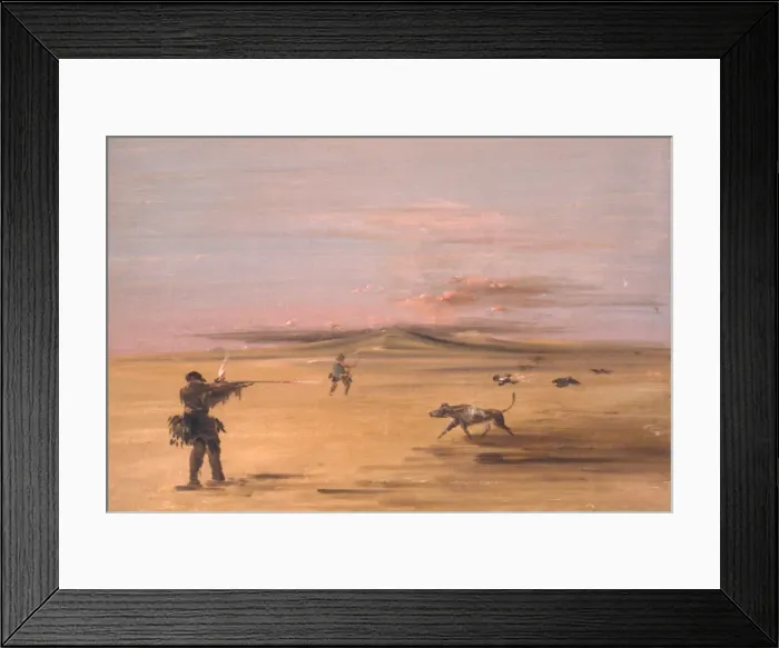 Framed Print : Grouse Shooting on the Missouri Prairies, 1837-1839. Creator: George Catlin Framed Print : Grouse Shooting on the Missouri Prairies, 1837-1839. Creator: George Catlin