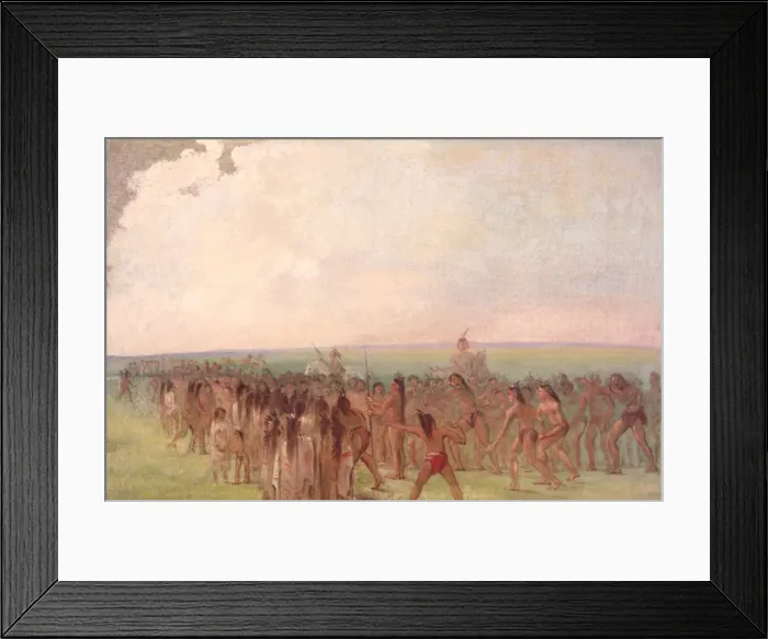 Framed Print : Footrace behind the Mandan Village, 1832-1833. Creator: George Catlin Framed Print : Footrace behind the Mandan Village, 1832-1833. Creator: George Catlin