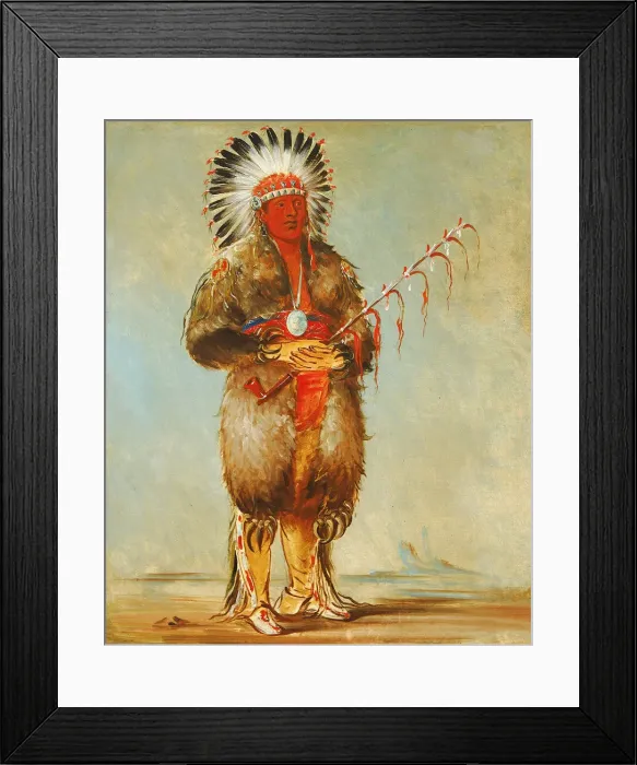 Framed Print : Raw-no-way-woh-krah, Loose Pipestem, a Brave, 1832. Creator: George Catlin Framed Print : Raw-no-way-woh-krah, Loose Pipestem, a Brave, 1832. Creator: George Catlin