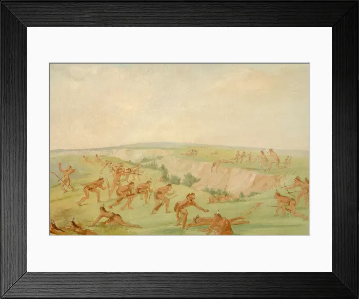Framed Print : Mandan Attacking a Party of Arikara, 1832-1833. Creator: George Catlin Framed Print : Mandan Attacking a Party of Arikara, 1832-1833. Creator: George Catlin
