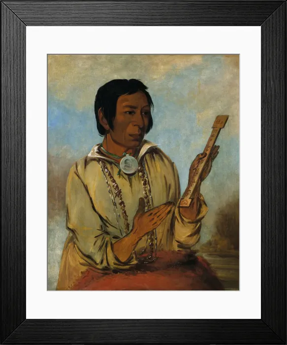 Framed Print : Ma-shee-na, Elks Horns, a Subchief, 1830. Creator: George Catlin Framed Print : Ma-shee-na, Elks Horns, a Subchief, 1830. Creator: George Catlin