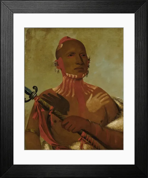 Framed Print : Wee-sheet, Sturgeons Head, a Fox Warrior, 1832. Creator: George Catlin Framed Print : Wee-sheet, Sturgeons Head, a Fox Warrior, 1832. Creator: George Catlin