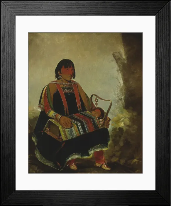 Framed Print : Ju-ah-kis-gaw, Woman With Her Child in a Cradle, 1835. Creator: George Catlin Framed Print : Ju-ah-kis-gaw, Woman With Her Child in a Cradle, 1835. Creator: George Catlin