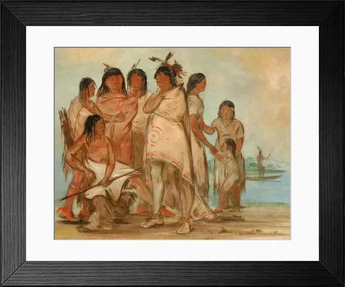 Framed Print : Du-cor-re-a, Chief of the Tribe, and His Family, (1830?) Creator: George Catlin Framed Print : Du-cor-re-a, Chief of the Tribe, and His Family, (1830?) Creator: George Catlin