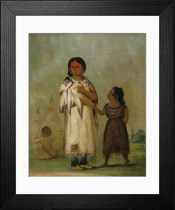 Framed Print : Assiniboin Woman and Child, 1832. Creator: George Catlin Framed Print : Assiniboin Woman and Child, 1832. Creator: George Catlin