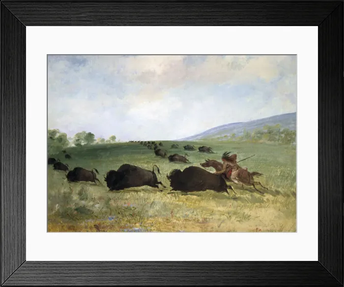 Framed Print : An Osage Indian Lancing a Buffalo, 1846-1848. Creator: George Catlin Framed Print : An Osage Indian Lancing a Buffalo, 1846-1848. Creator: George Catlin