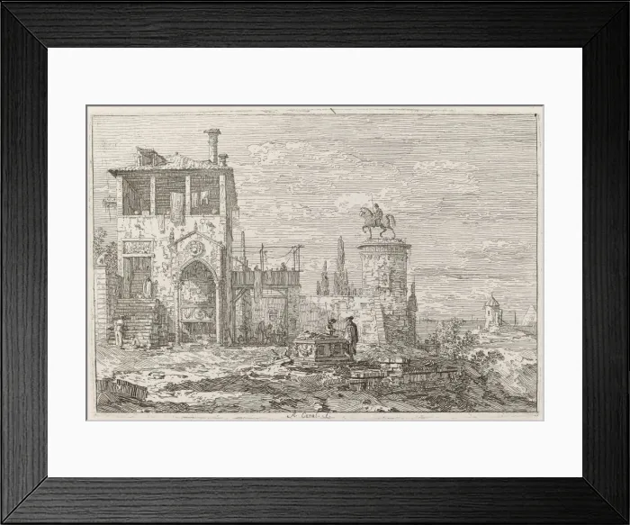 Framed Print : The Equestrian Monument [upper right], c. 1735  /  1746. Creator: Canaletto