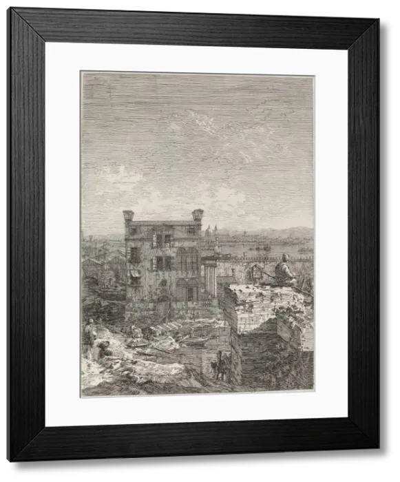 Framed Print : The House with the Peristyle [right], 1741. Creator: Canaletto