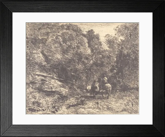 Framed Print : Horseman and Vagabond in the Forest (Le Cavalier en foret et le pieton), 1854 Framed Print : Horseman and Vagabond in the Forest (Le Cavalier en foret et le pieton), 1854
