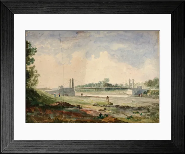 Framed Print : Suspension Bridge over the Arno, near the Cascine, Florence, 19th century Framed Print : Suspension Bridge over the Arno, near the Cascine, Florence, 19th century